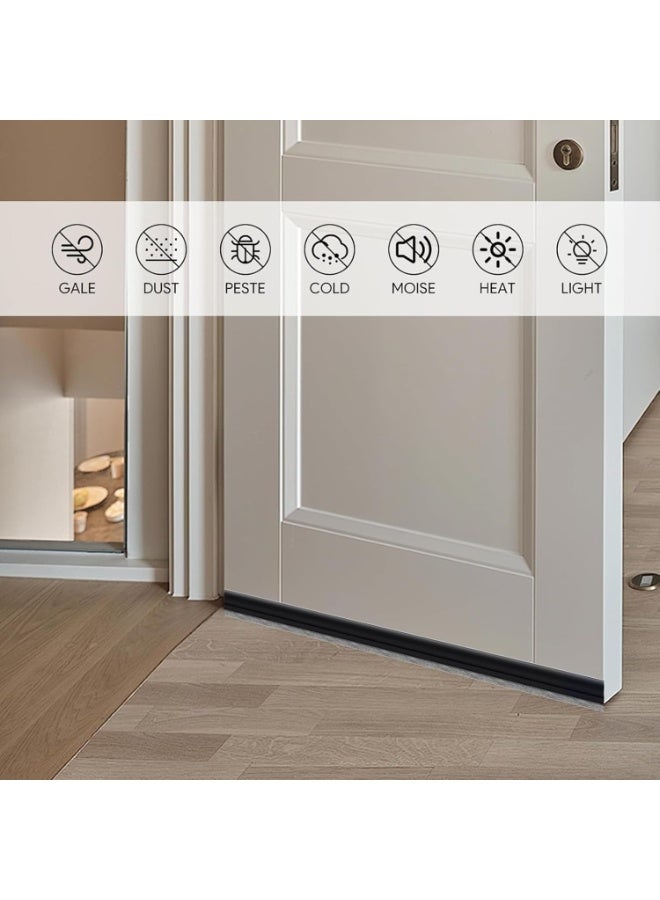 FAYET Self Adhesive Silicone Door Sweep Brush with Soft Bristles, Under Door Draft Stopper Seal for Interior and Exterior Doors, Noise and Dust Blocker, Energy Saving Gap Filler (Black) - Image 5